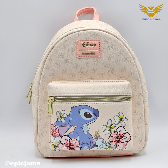 Loungefly Disney Stitch Tropical Flowers Mini Backpack New